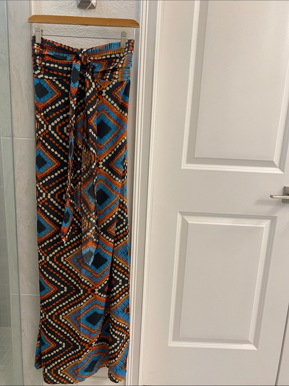 Xhilaration Black Maxi Dress with Blue & Orange Geometric Print